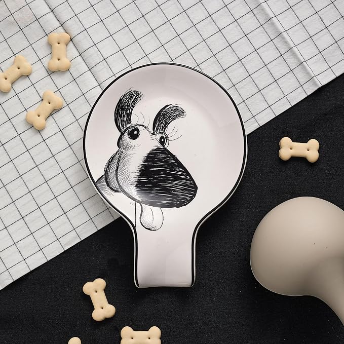 Bico Doodle Pawtrait Spoon Rest for Stove Top, Ceramic Spoon Holder for Kitchen Counter, Easy to Clean Coffee Spoon Rest Dishwasher Safe, Kitchen Cooking Utensil Rest for Ladles Spatula - Image 5