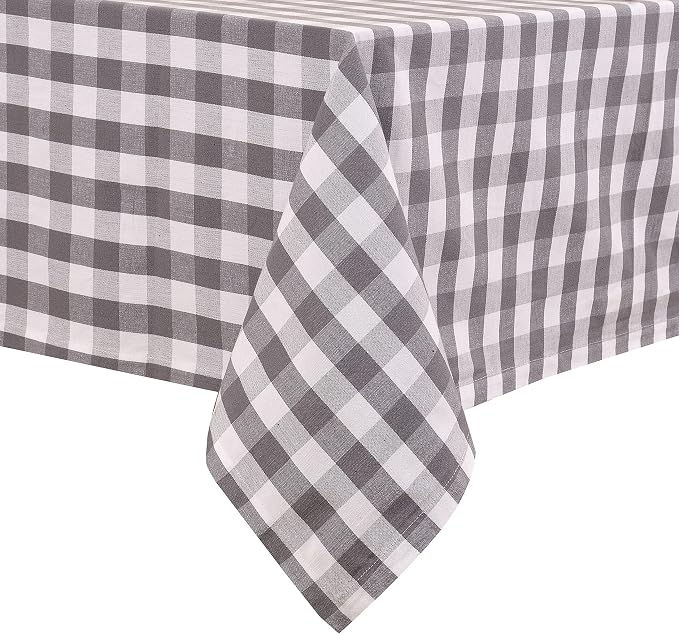 Urban Villa Tablecloth Cotton Tabletop 60x102 (8-10 Seats) Grey Checks by CottonTrends