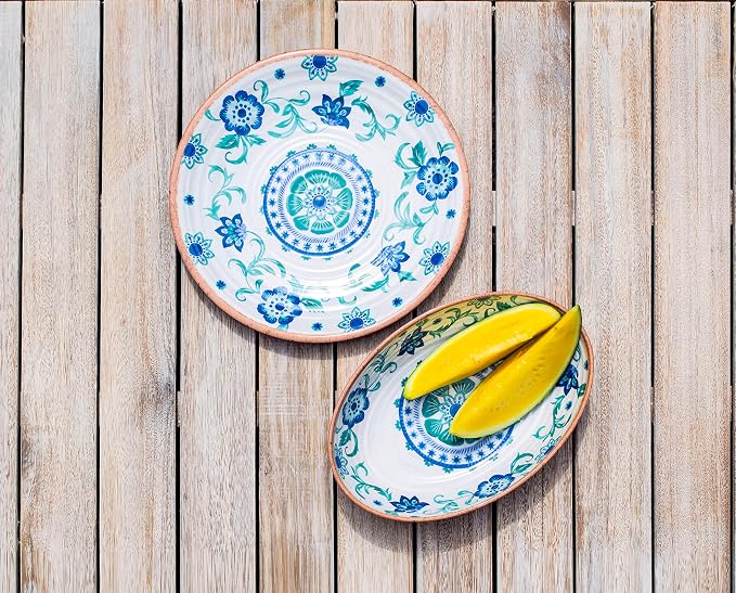 TarHong Rio Turquoise Floral Dinner Plate, 10.5", Melamine, Set of 6 - Image 7