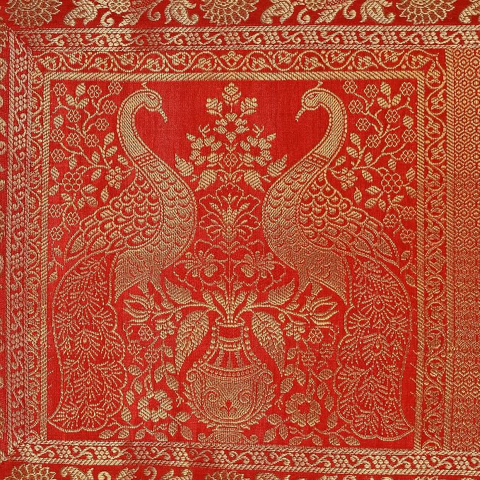 Indian Handmade Peacock Design Table Runner 60 x 16 Inch | Traditional Orange Decorative Table Linen for Dining Table, Console Table, Coffee Table & Home Décor - Image 5
