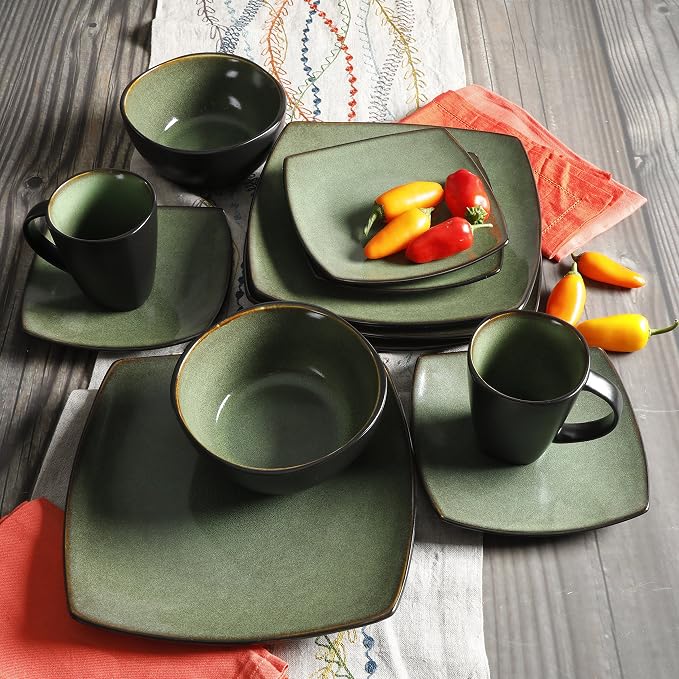 Gibson Elite Soho Lounge 16 Piece Dinnerware Set, Green - Image 10