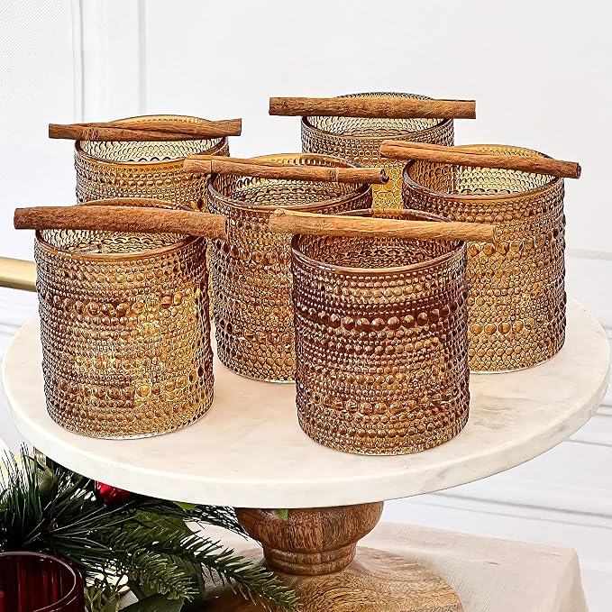 Kate Aspen Beaded Amber Drinking Glasses Set of 6-10 oz Vintage Glassware Jupiter Glasses, Cocktail Glass, Juice Glass, Water Cups Hostess Gift, Present, Gift for Newlyweds (Pack of 4) - Image 8