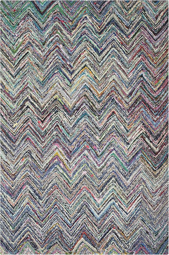 SAFAVIEH Nantucket Collection Area Rug - 6' x 9', Blue & Multi, Handmade Modern Abstract Chevron Cotton, Ideal for High Traffic Areas in Living Room, Bedroom (NAN141C) - Image 3