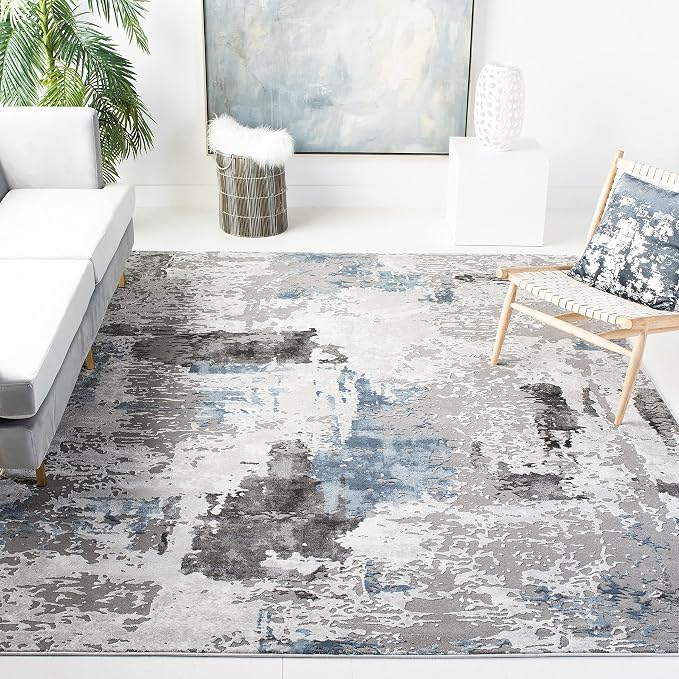 SAFAVIEH Craft Collection X-Large Area Rug - 12' x 15', Grey & Blue, Modern Design, Non-Shedding & Easy Care, Ideal for High Traffic Areas in Living Room, Bedroom (CFT820F) by Unknown