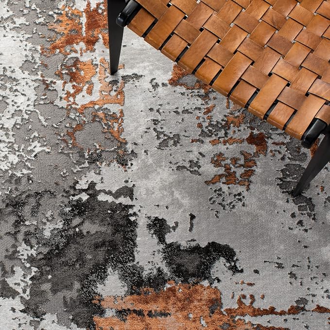 SAFAVIEH Craft Collection Accent Rug - 4' x 6', Grey & Orange, Modern Abstract Design, Non-Shedding & Easy Care, Ideal for High Traffic Areas in Entryway, Living Room, Bedroom (CFT820P) - Image 7