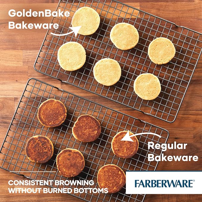 Farberware GOLDEN BAKE Nonstick Jumbo Cookie Sheet, Flat Baking Sheet, 14-Inch x 16-Inch, Light Gray - Image 3