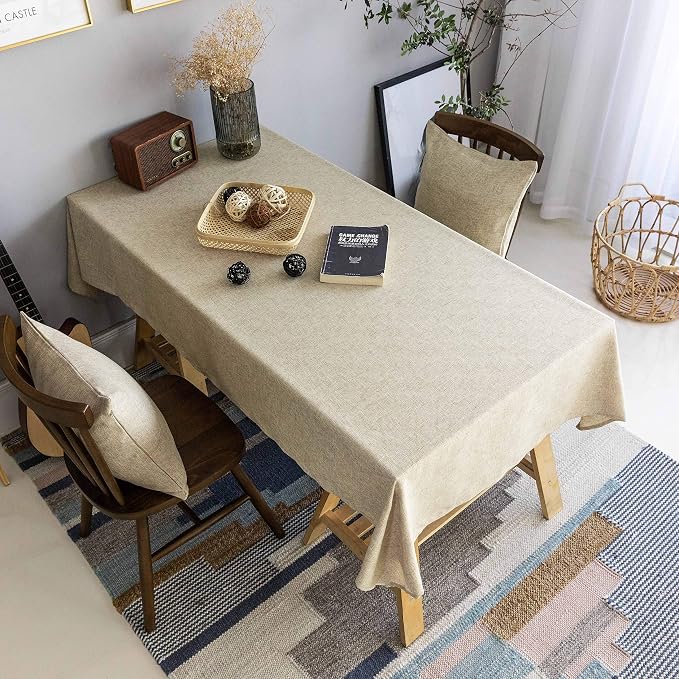 Home Brilliant Linen Tablecloth Square Table Covers for Coffee Tables Indoor Table Cloths for Office Table, 52 x 52 Inch, Natural Linen by HomeBrilliant