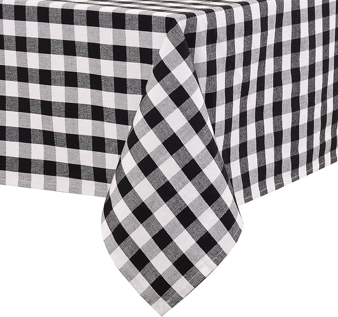 Urban Villa Tablecloth Cotton Tabletop 60x84 (6-8 Seats) Black Checks by CottonTrends