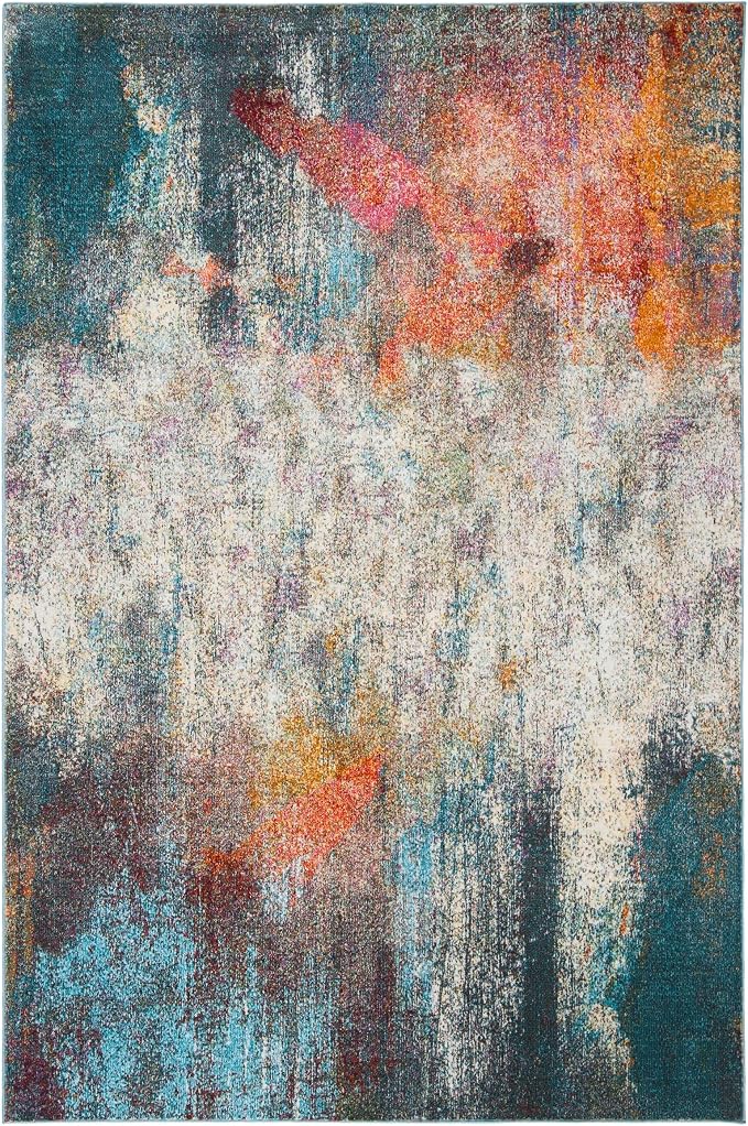 SAFAVIEH Luxor Collection Area Rug - 9' x 12', Ivory & Blue, Handmade Modern Abstract, Ideal for High Traffic Areas in Living Room, Bedroom (LUX312A) - Image 2