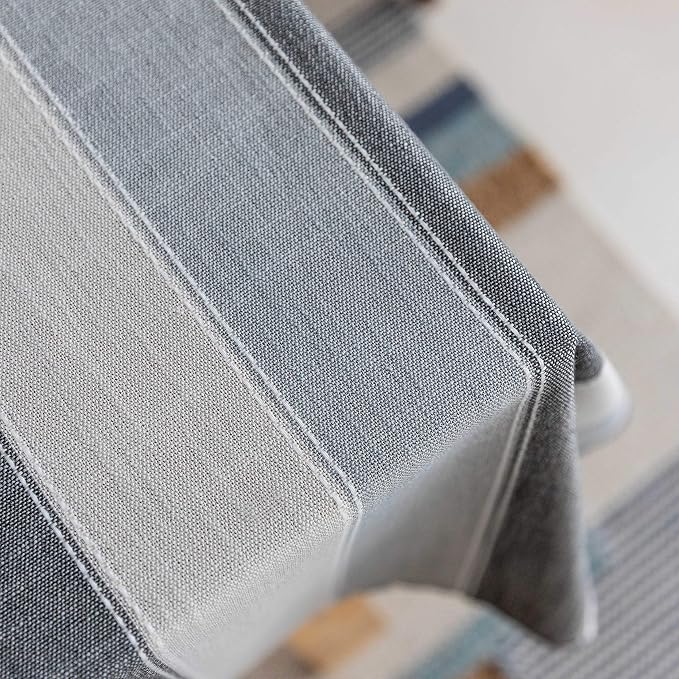 Home Brilliant Square Tablecloth 52x52, Striped Table Cover for Kitchen, Cotton Linen Table Cloth for Indoor Outdoor Picnic(52 x 52 Inch, Dark Grey) - Image 7