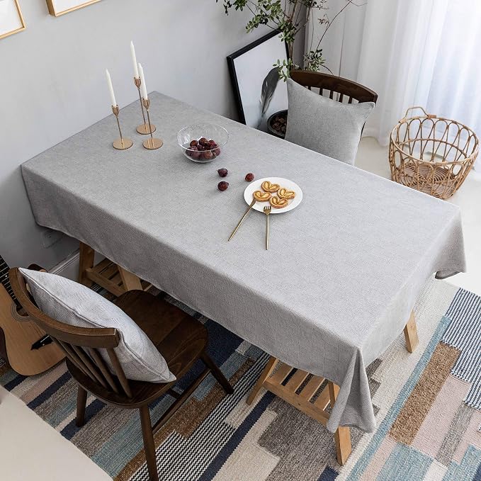 Home Brilliant Square Tablecloth Grey Solid Farmhouse Checker Table Covers for Party Kitchen Indoor Outdoor Table Clothes for Dining Table, 52 x 52 inch, Light Gray by HomeBrilliant