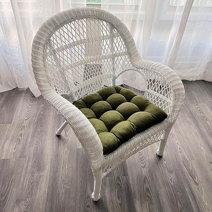 Barnett Home Decor Microsuede Laurel Green Dining Chair Pad with Ties - 19 x 19 Size Large Chair Cushion - Reversible, Latex Foam Filled Cushion, Machine Washable (Sage) - Image 7