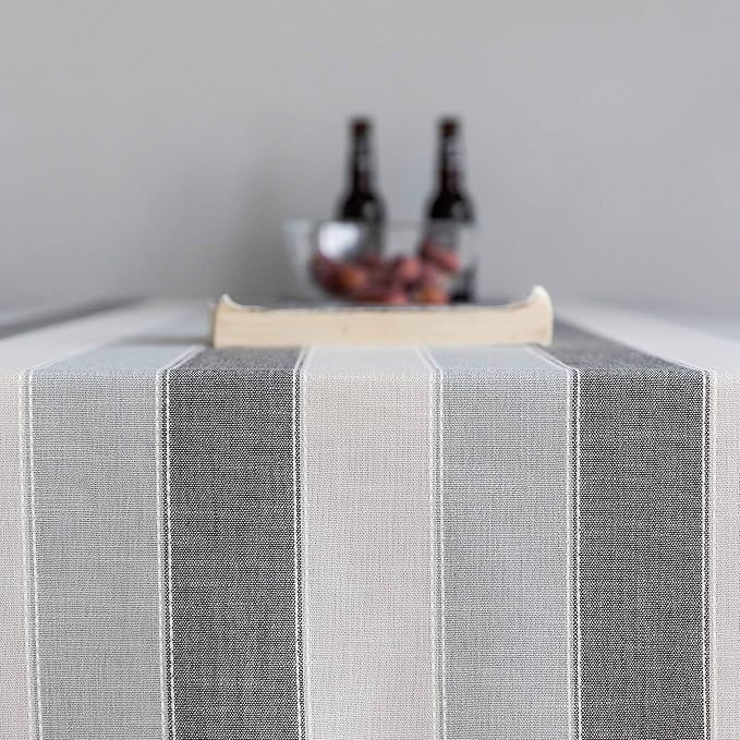 Home Brilliant Square Tablecloth 52x52, Striped Table Cover for Kitchen, Cotton Linen Table Cloth for Indoor Outdoor Picnic(52 x 52 Inch, Dark Grey) - Image 6