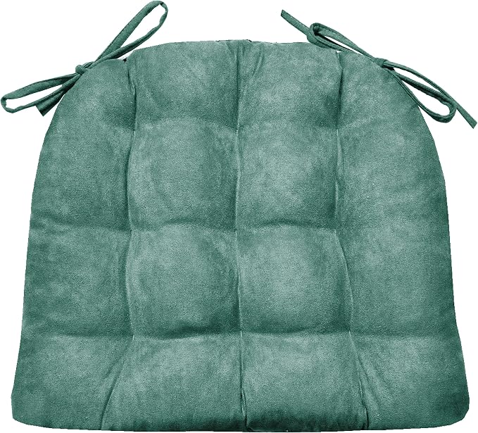 Barnett Home Decor Microsuede Turquoise Dining Chair Pad with Ties - 16.5 x 18 Size Medium - Reversible, Latex Foam Fill, Machine Washable, Micro Fiber Ultra Suede (Aqua) by BarnettHomeDecor