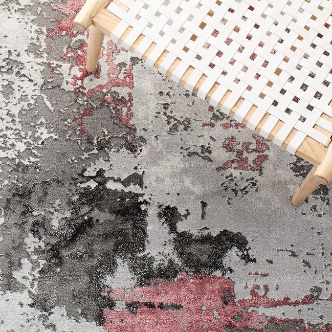 SAFAVIEH Craft Collection X-Large Area Rug - 12' x 15', Grey & Pink, Modern Abstract Design, Non-Shedding & Easy Care, Ideal for High Traffic Areas in Living Room, Bedroom (CFT820U) - Image 5