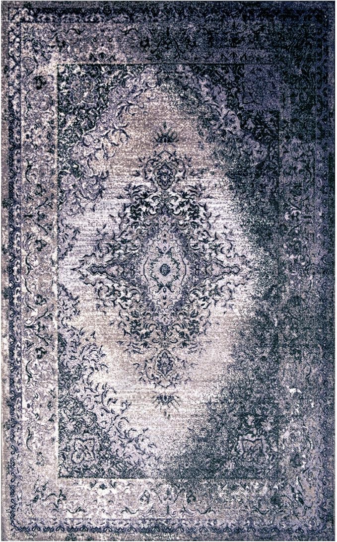 SUPERIOR Indoor Large Area Rug, Washable Rugs for Bedroom. Living Space, Dining Room, Kitchen, Office, Entryway, Plush Throw, Modern Oriental Decor, Non-Slip Back, Eldwin Collection, 6' x 9', Grey by SUPERIOR