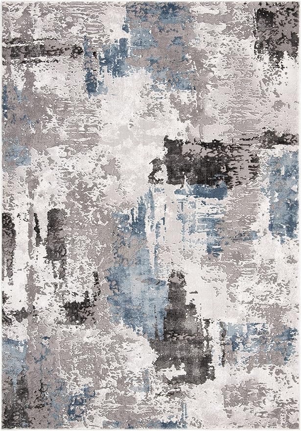 SAFAVIEH Craft Collection Area Rug - 6'7" x 9', Grey & Blue, Modern Design, Non-Shedding & Easy Care, Ideal for High Traffic Areas in Living Room, Bedroom (CFT820F) - Image 3
