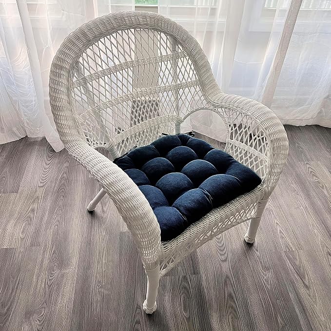 Barnett Home Decor Microsuede Royal Blue Dining Chair Pad with Ties - 19 x 19 Size Large Chair Cushion - Latex Foam Fill Cushion, Reversible, Machine Washable - Microfiber Ultrasuede - Image 2