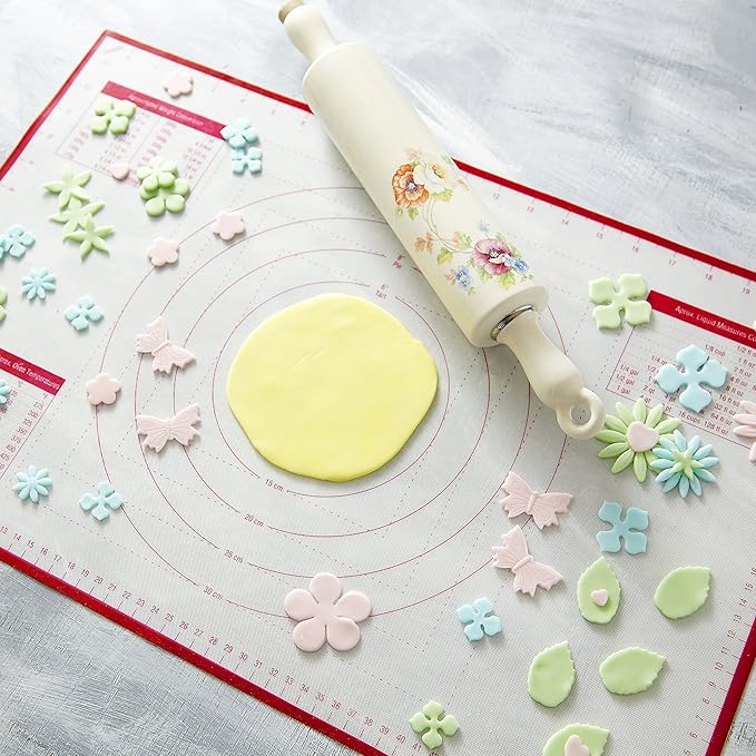 Silicone Pastry Mat Standard 15 x 10 in Nonstick Dough Rolling Mat with Measurements Inch and cm Circles Conversion Charts BPA Free Heat Resistant to 450 F Dishwasher Safe