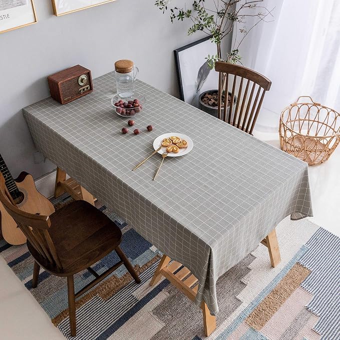 Home Brilliant Buffalo Check Tablecloth Square Plaid Table Cloth (52 x 52 Inch) for Dining Table Textured Table Cover for Kitchen Party, Grey, 52x52 Inch by HomeBrilliant