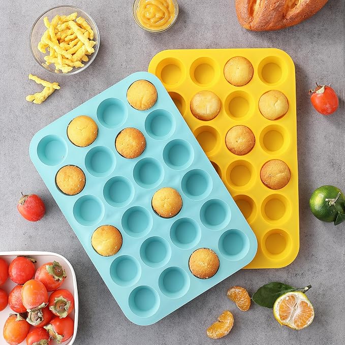 VRUIFA 2PCS Silicone Mini Muffin Pan, 24 Cups Nonstick Mini Cupcake Pan for Baking, BPA Free and Dishwasher Safe, Great for Making Muffin Cakes, Tart, Bread and Egg Bites - Image 7