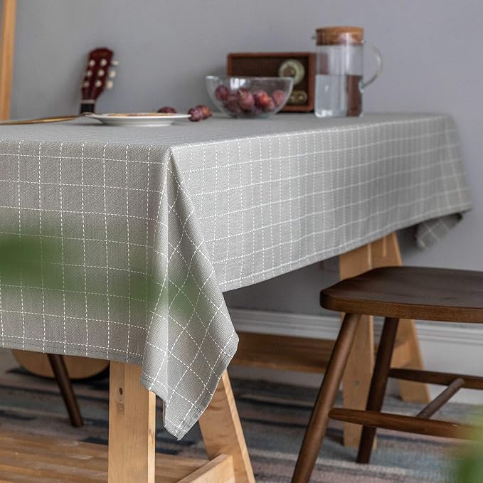Home Brilliant Buffalo Check Tablecloth Square Plaid Table Cloth (52 x 52 Inch) for Dining Table Textured Table Cover for Kitchen Party, Grey, 52x52 Inch - Image 3