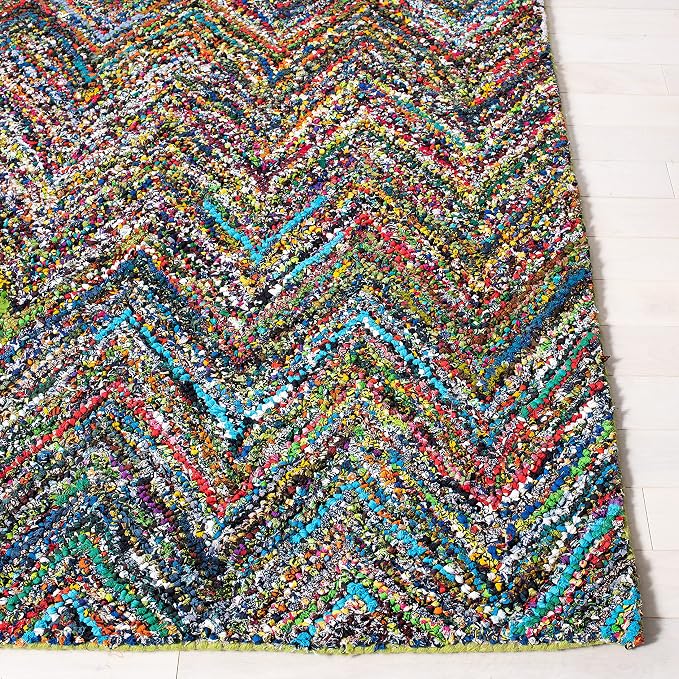 SAFAVIEH Area Rug 8x10 - Nantucket Collection - Large - Red & Blue & Multi, Handmade Cotton, Ideal for Living Room, Bedroom, Office, Dining Space (NAN141B) - Image 3