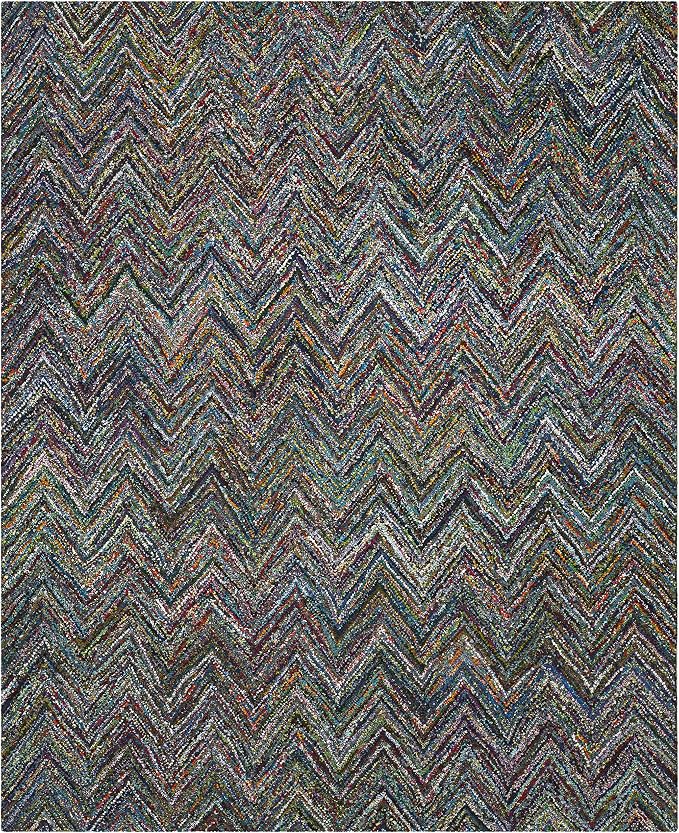 SAFAVIEH Nantucket Collection Area Rug - 10' x 14', Blue & Multi, Handmade Modern Abstract Chevron Cotton, Ideal for High Traffic Areas in Living Room, Bedroom (NAN141C) - Image 3